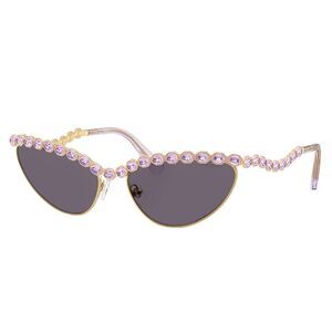 Swarovski SK 7030 40361A Gold/Lilac Metal Cat-Eye Sunglasses Purple Lens